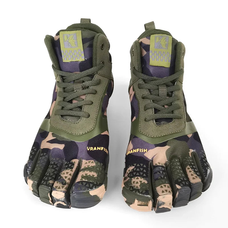 Unisex Cotton Five-Finger Athletic Shoes Hook & Loop Patchwork Sneakers