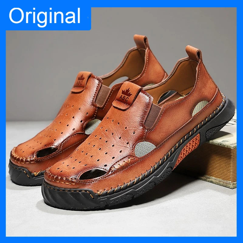 Men's Comfortable Slip-on Casual Leather Walking Sandals