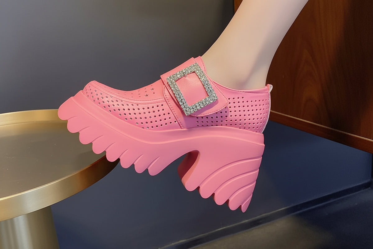 Women's White Platform Pumps Super High Heels Buckle Strap Mary Jane Shoes