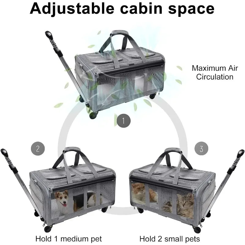 Portable Breathable Detachable Universal Wheel Pet Trolley Bag