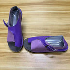 Women's Retro PU Leather Peep Toe Flat Sandals