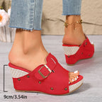 Women's Chunky Platform Wedge Sandals 3.5-inch Heel Summer Footwear