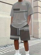 Men's Casual 3D Print T-Shirt and Shorts Suit Set