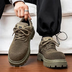 Men's Retro Lace Up Chunky Casual Short Boots