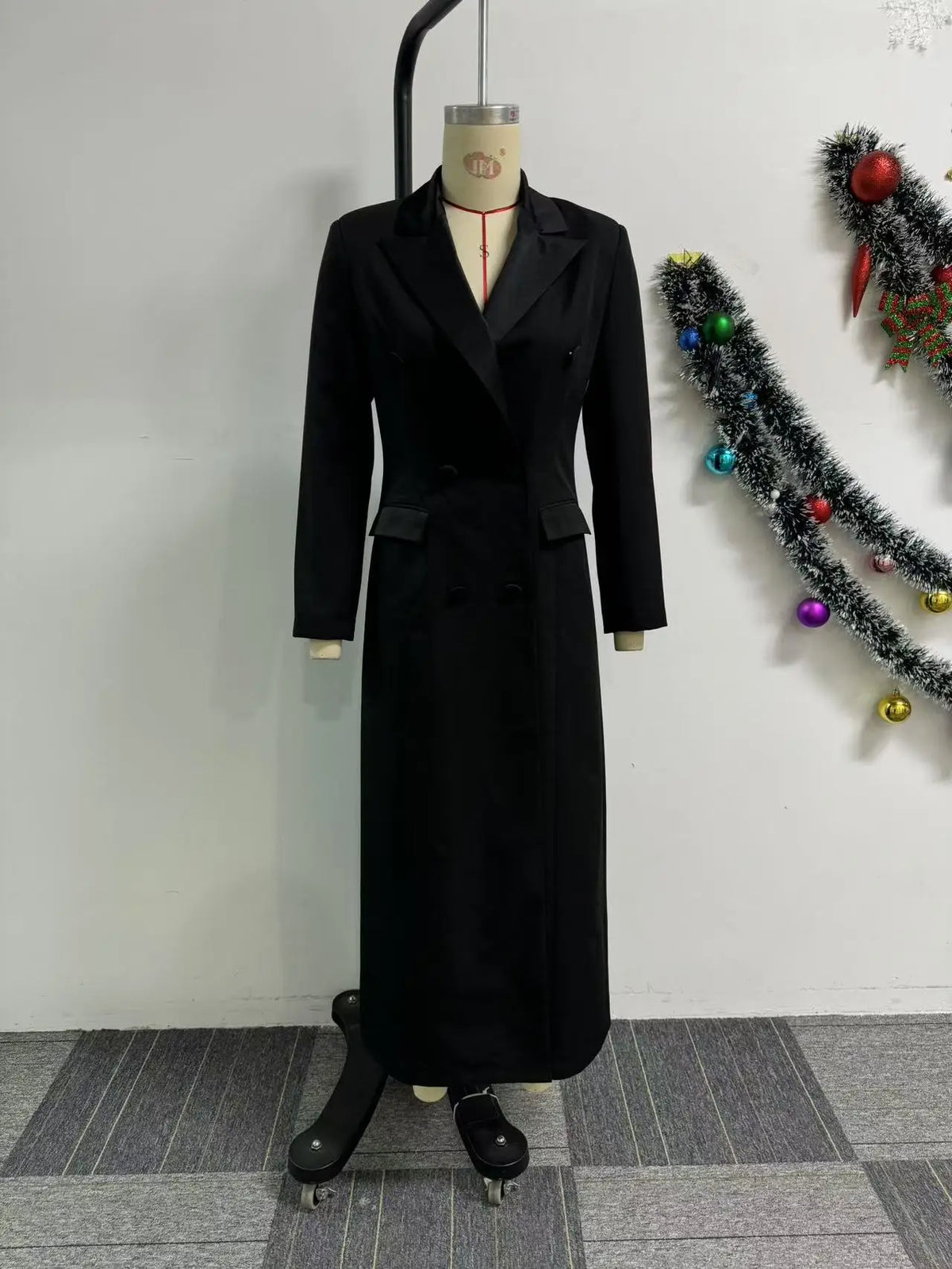 Women's Double Breasted Notched Maxi Blazer Dress