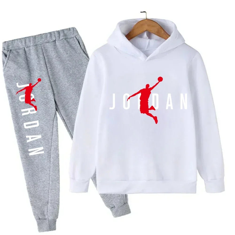 Kids' Slam Dunk Pattern Hoodie Pants Two-Piece Set