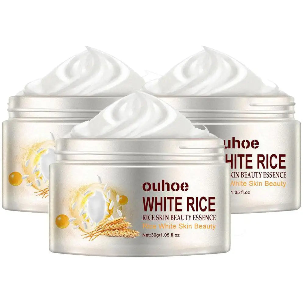 Unisex White Rice Essence Brightening Moisturizing Face Cream 1.1 oz