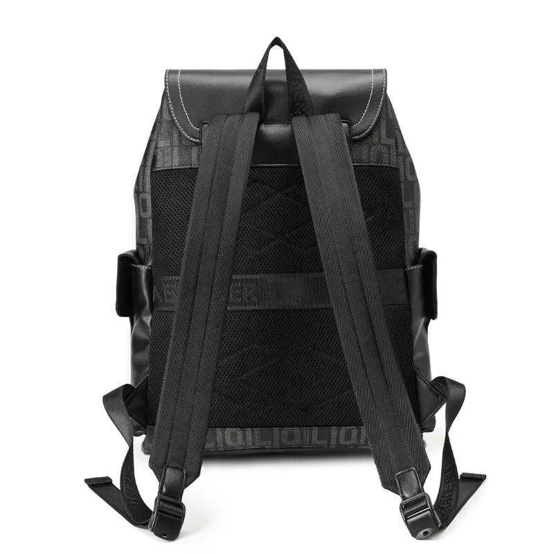 Men's Fashion PU Leather 15 Inch Laptop Travel Backpack