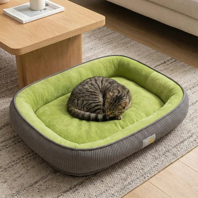All-Season Dog Bed Washable Cushion with Raised Edges for Cats and Small Dogs
