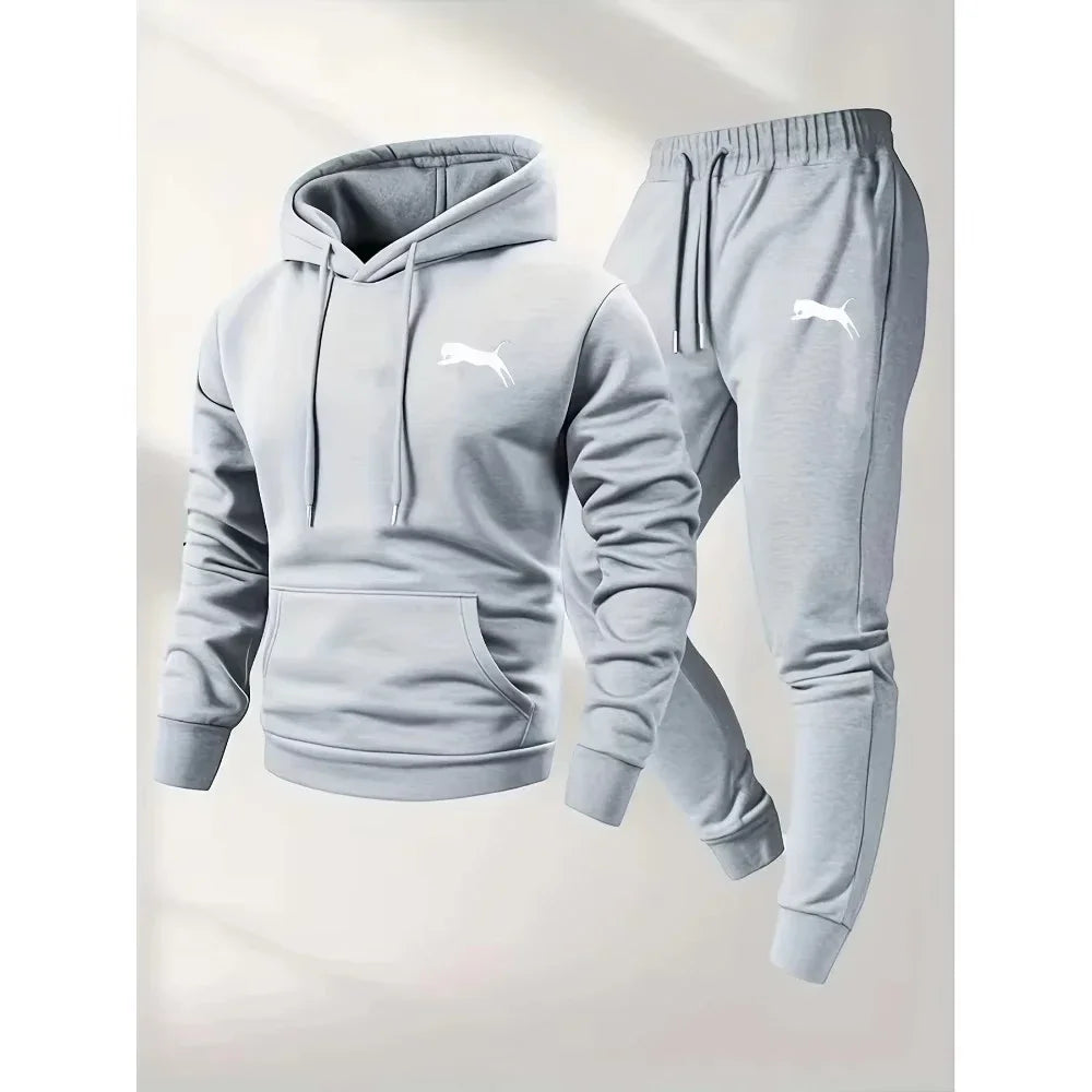 Men's Casual Hoodie and Sweatpants Two Piece Tracksuit Set