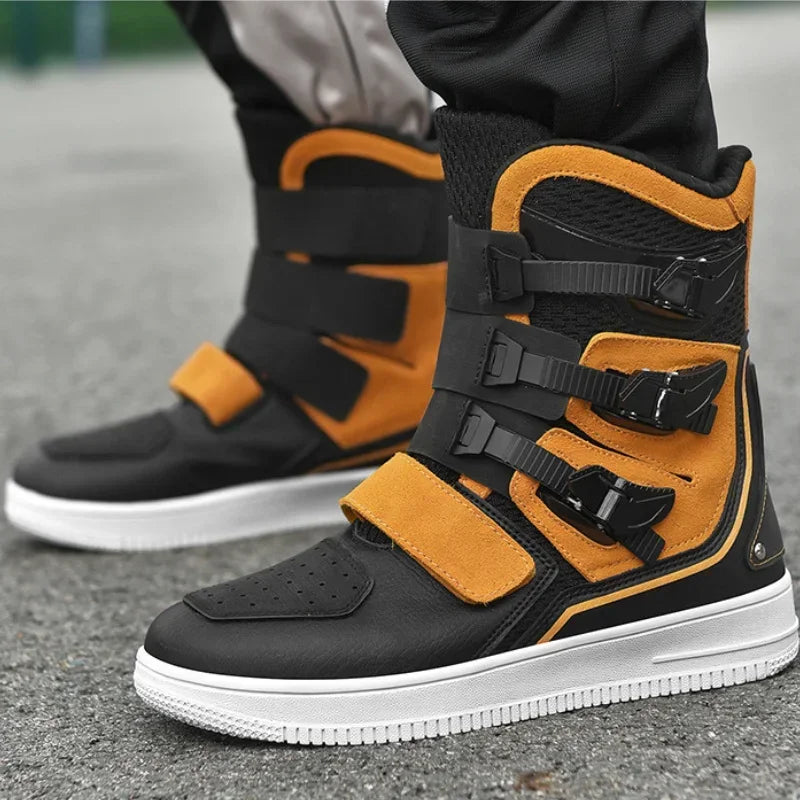 Men's Anti-Slip Wear-Resistant Motorcycle Riding Ankle Boots JC-M089