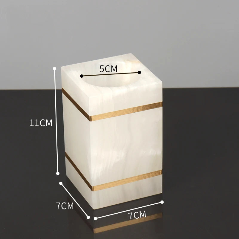 White Onyx Natural Marble Bathroom Accessory Set M28