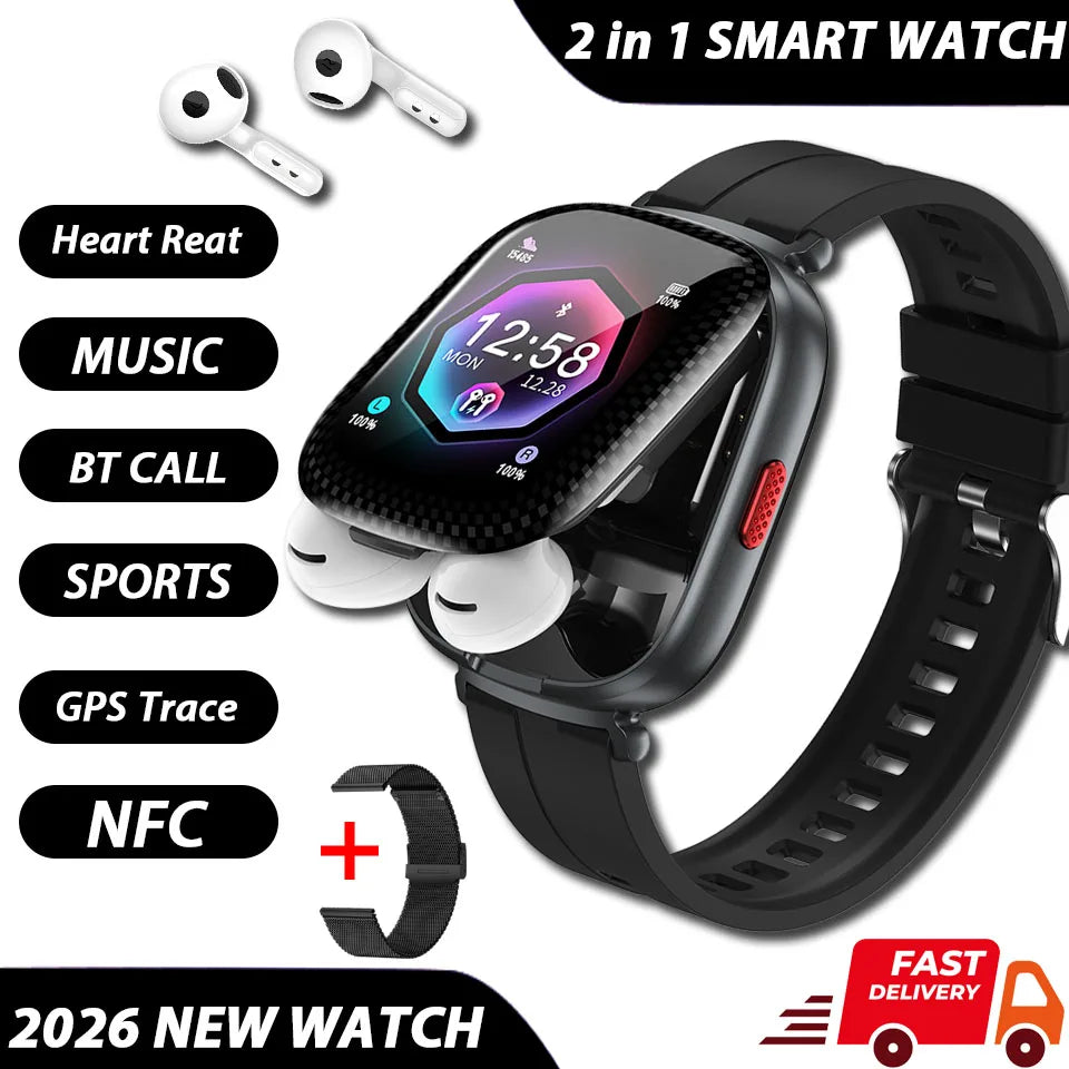 Two-in-One Smartwatch with Built-In Wireless TWS Earbuds D22