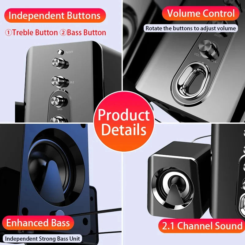 2.1 Channel Stereo PC Gaming Soundbar Speakers with Subwoofer