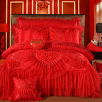 Luxury Princess Jacquard Duvet Cover and Lace Bedding Set