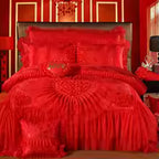 Luxury Princess Jacquard Duvet Cover and Lace Bedding Set