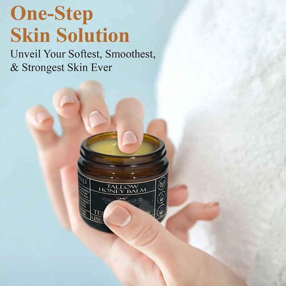 Unisex Organic Grass-Fed Beef Tallow Honey Moisturizing Balm 2.0 oz