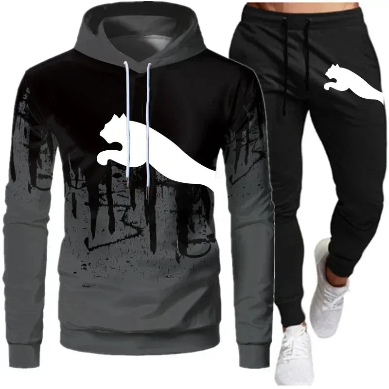 Men's Casual Hoodie and Sweatpants Two Piece Tracksuit Set