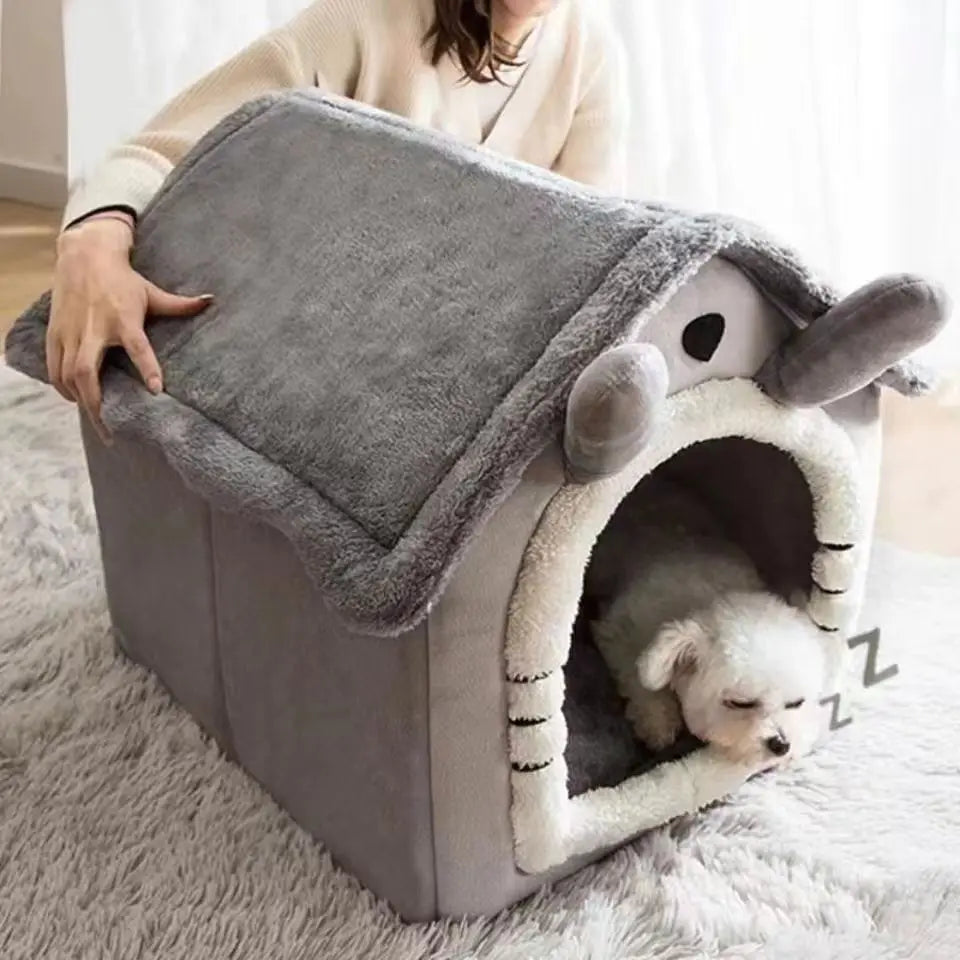 Plush Teddy Dog House Winter Warm Pet Bed for Small Dogs & Cats