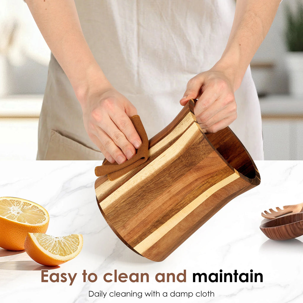 Rotating Wooden Utensil Holder and Kitchen Countertop Organizer