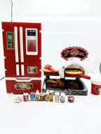 Kids' Pretend Play Kitchen Set with Spray Vapor Mini Fridge and Fast Food