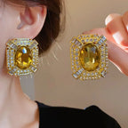 French Style Geometric Pearl Jewelry Earrings and Necklace Vintage Rhinestone