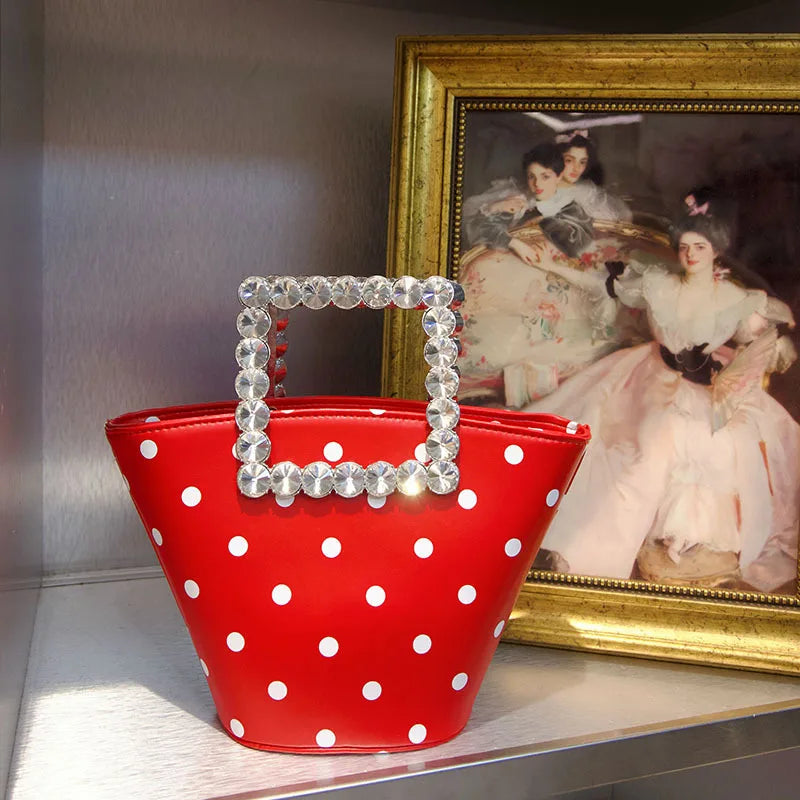 Women's Diamond Handle Bucket Crossbody Handbag
