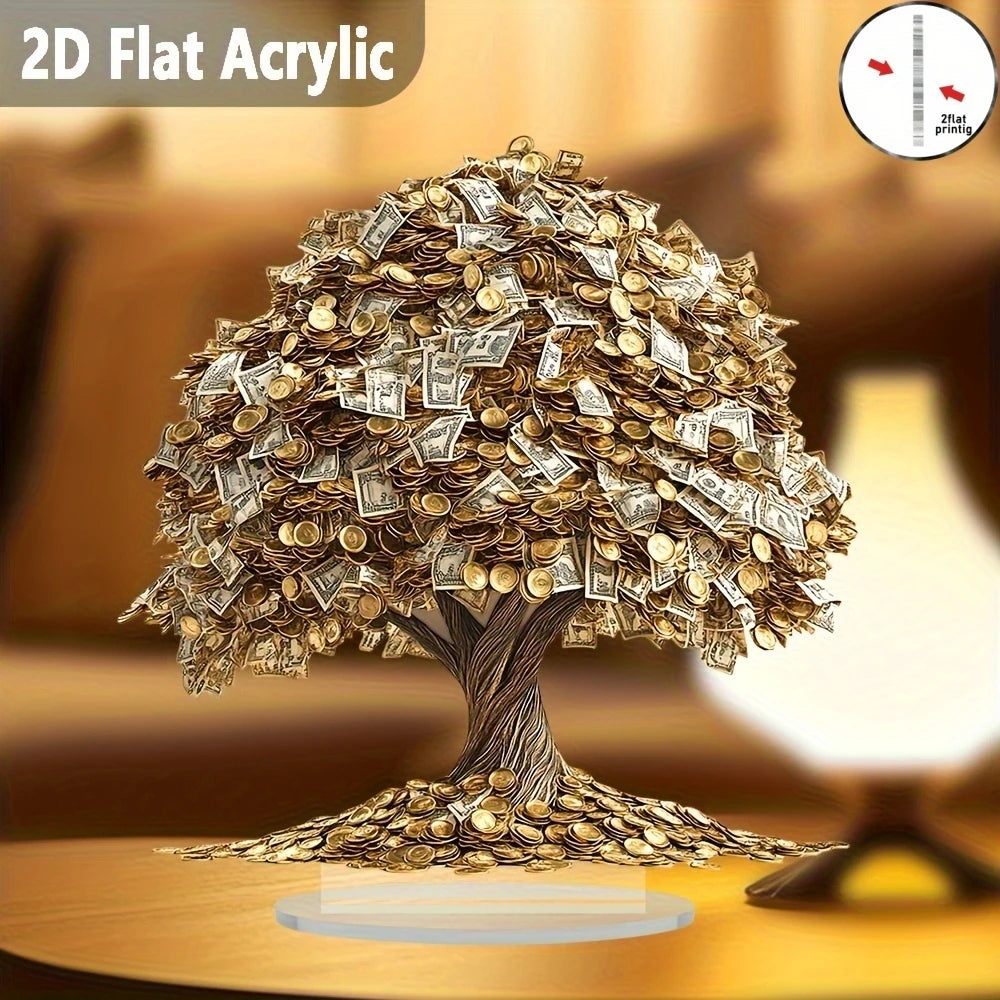 8in Fortune Tree Flat Acrylic Plaque and Tabletop Ornament