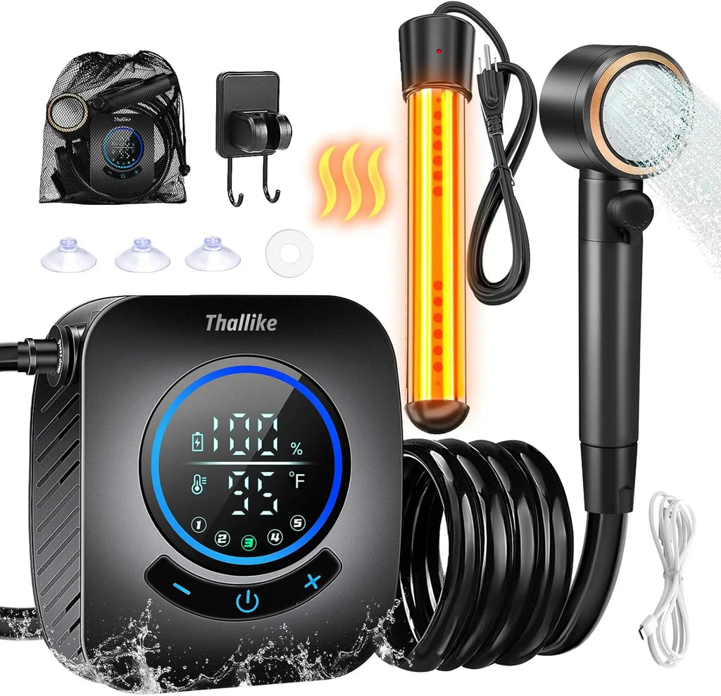 Portable Camping Shower with 1500W Immersion Heater