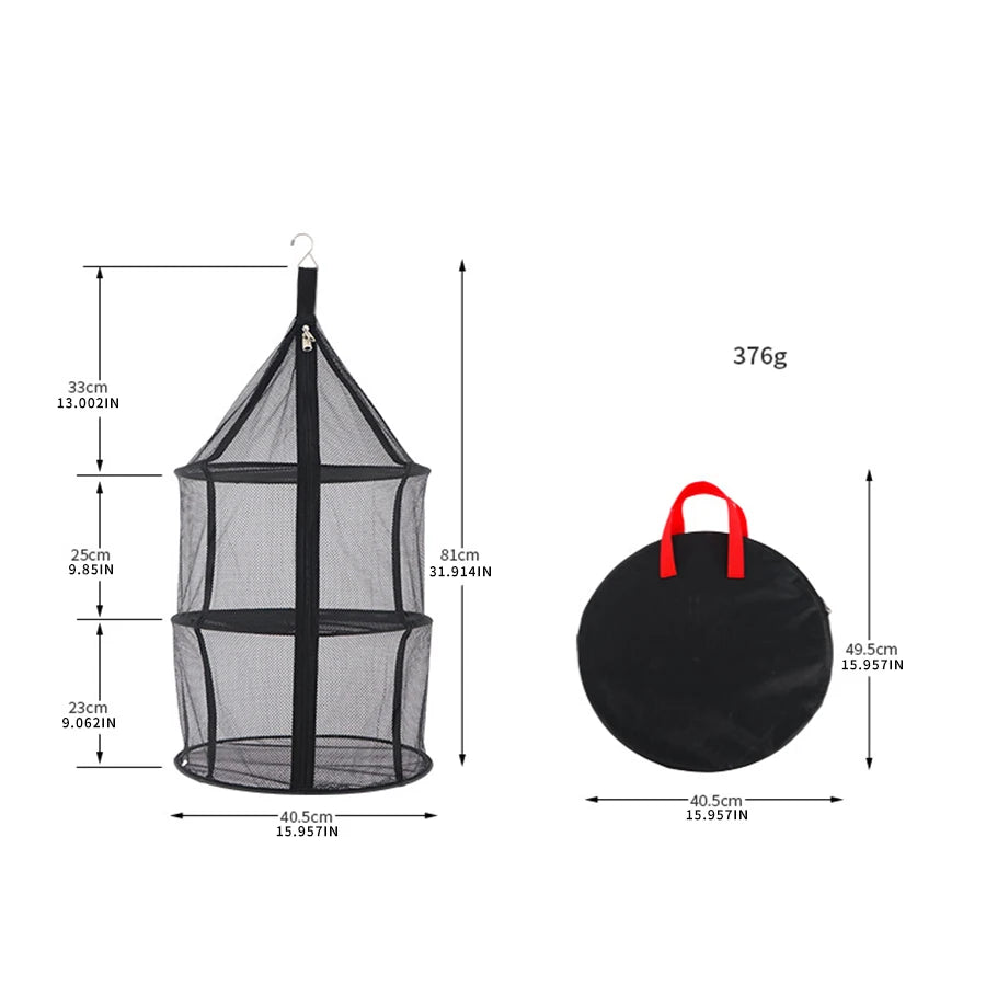 Folding 3-Tier Camping Storage Net with Zipper for Tableware