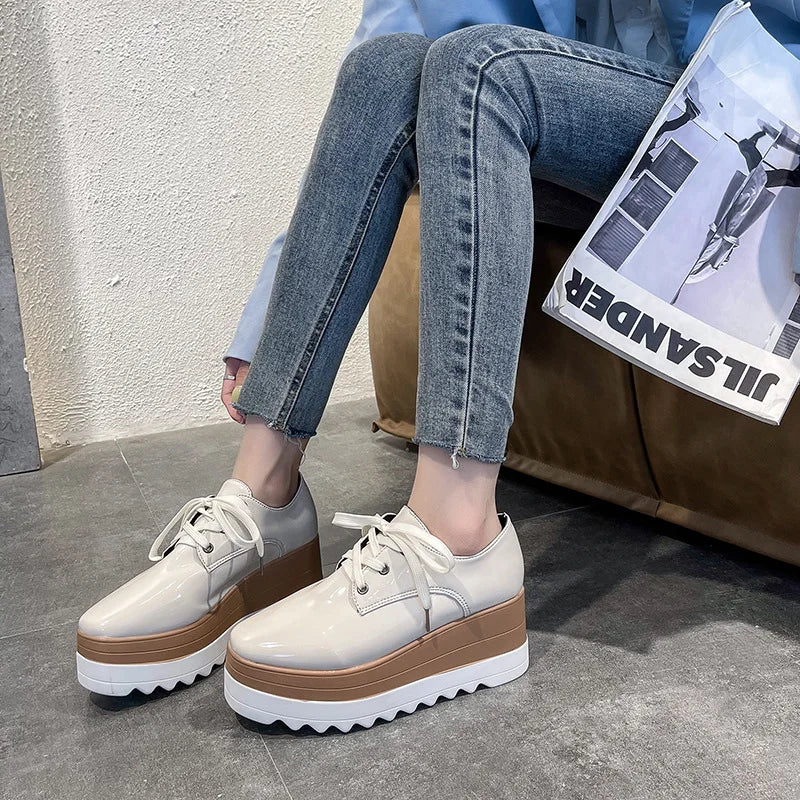 Women's Platform Slip-On Brogue Loafer Creepers