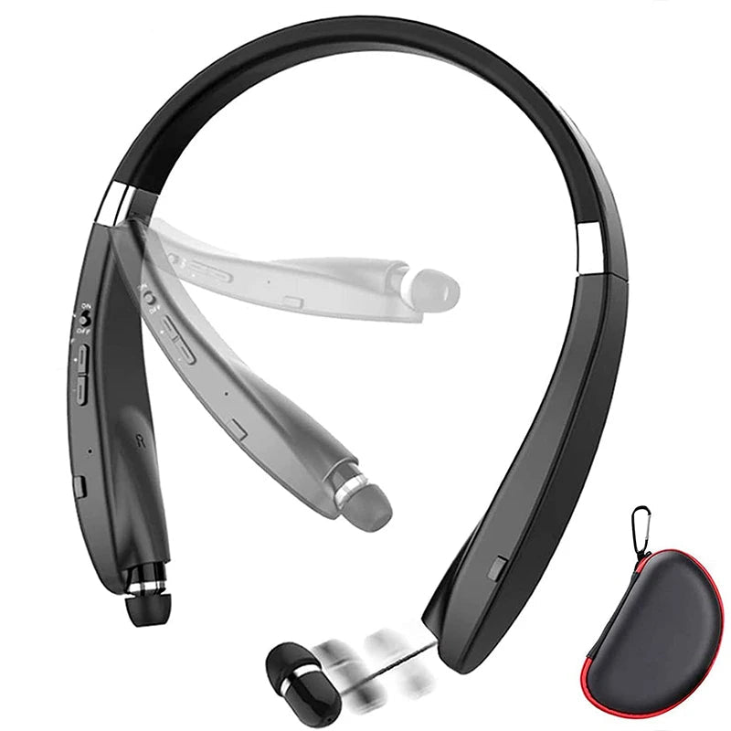 Foldable Bluetooth Neckband Headset and Retractable Wireless Headphones