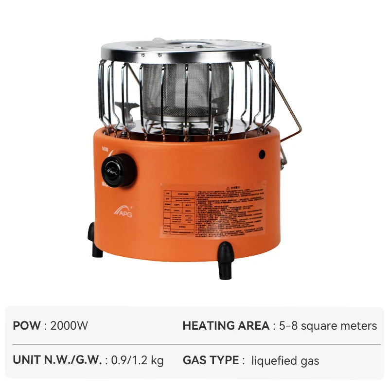 Portable 2-in-1 Camping Gas Stove and Heater with Adjustable Damper