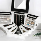 Large Wooden Jewelry Box and Velvet Organizer for Women