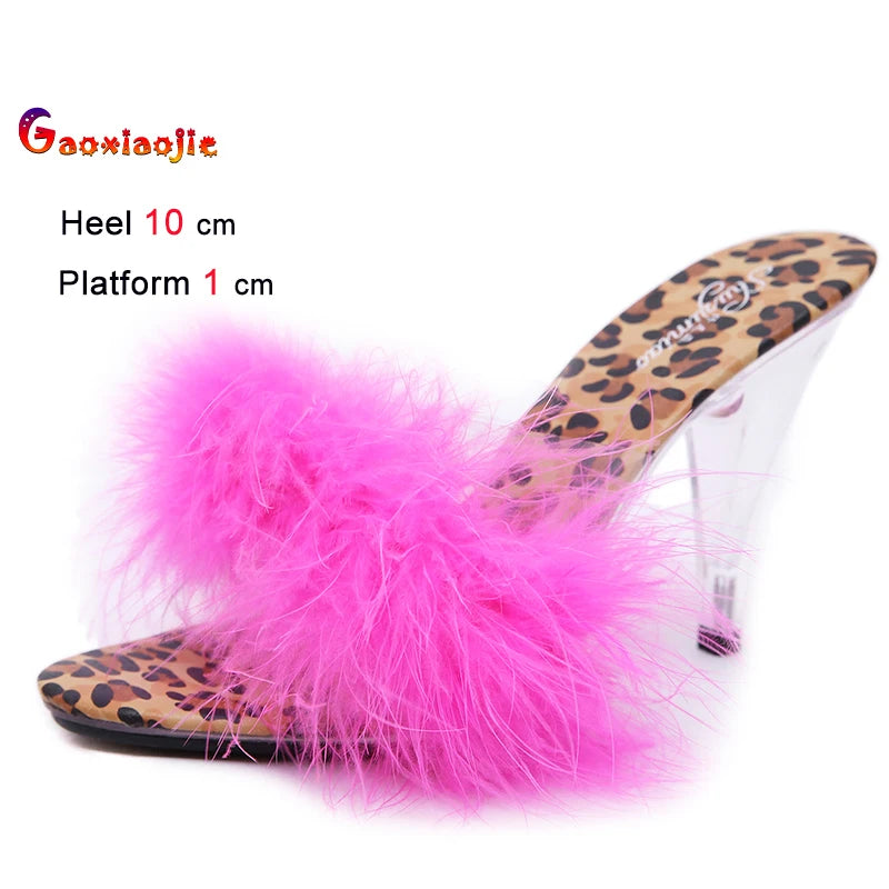 Women's Faux Fur Peep Toe Fine High Heel Sandals