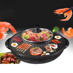 Portable Round Non-Stick Electric Grill and Hot Pot Cookware