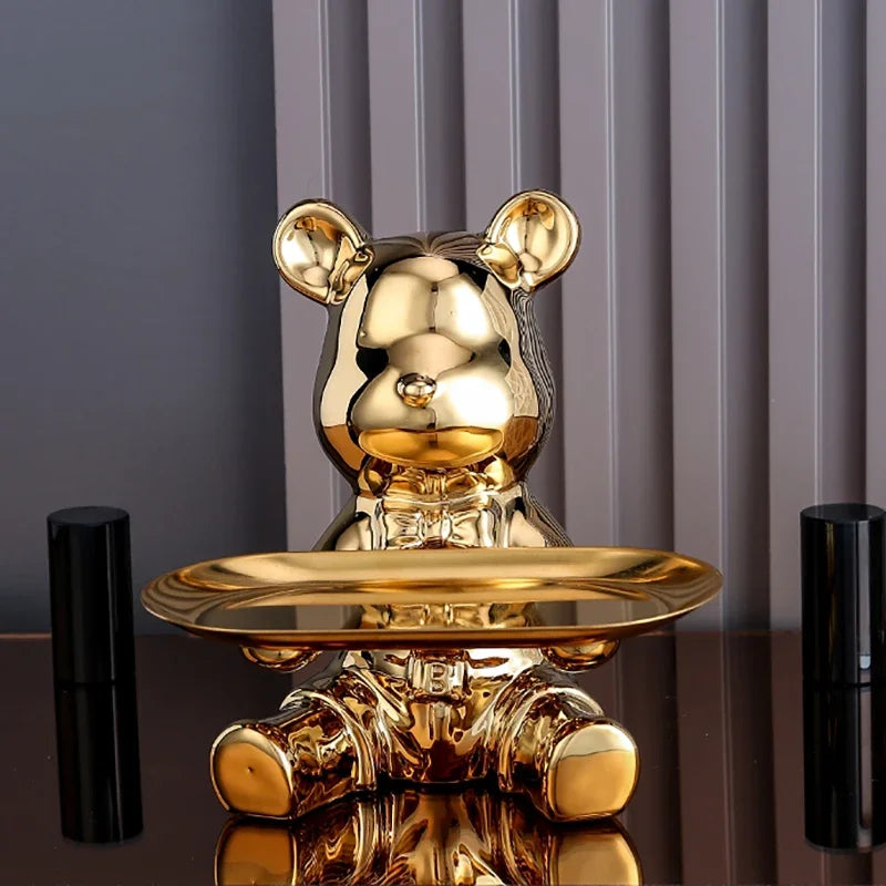 Plating Bear Ceramic Storage Box and Tabletop Ornament