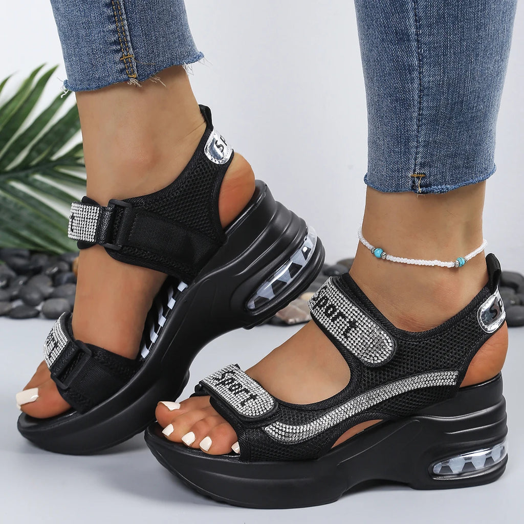 Women's Round Toe Thick Sole Wedge Sandals Casual Summer Shoes
