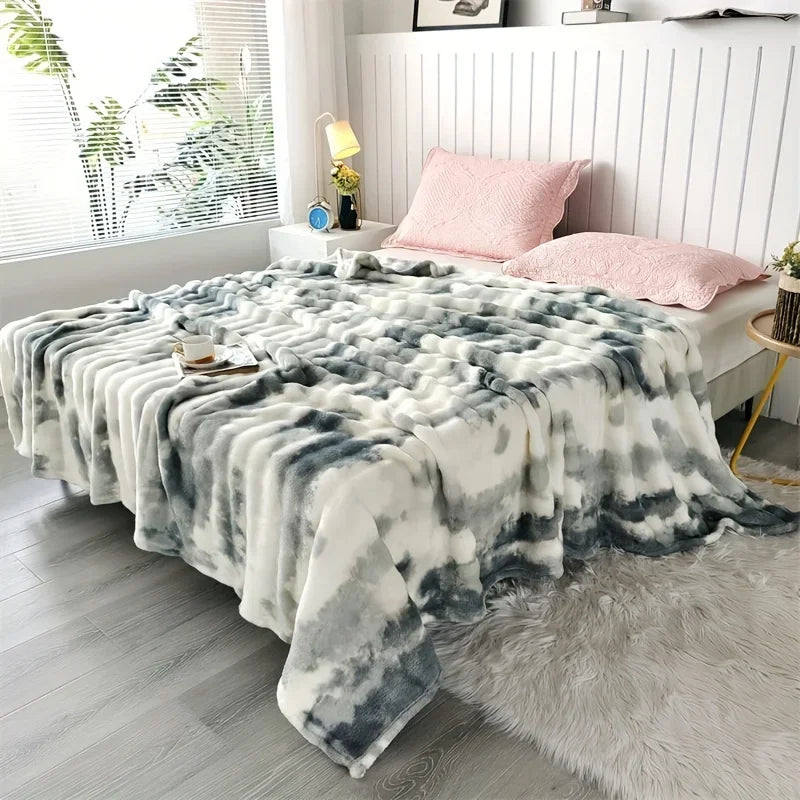 Thick Warm Faux Rabbit Fur Blanket and Soft Plush Throw