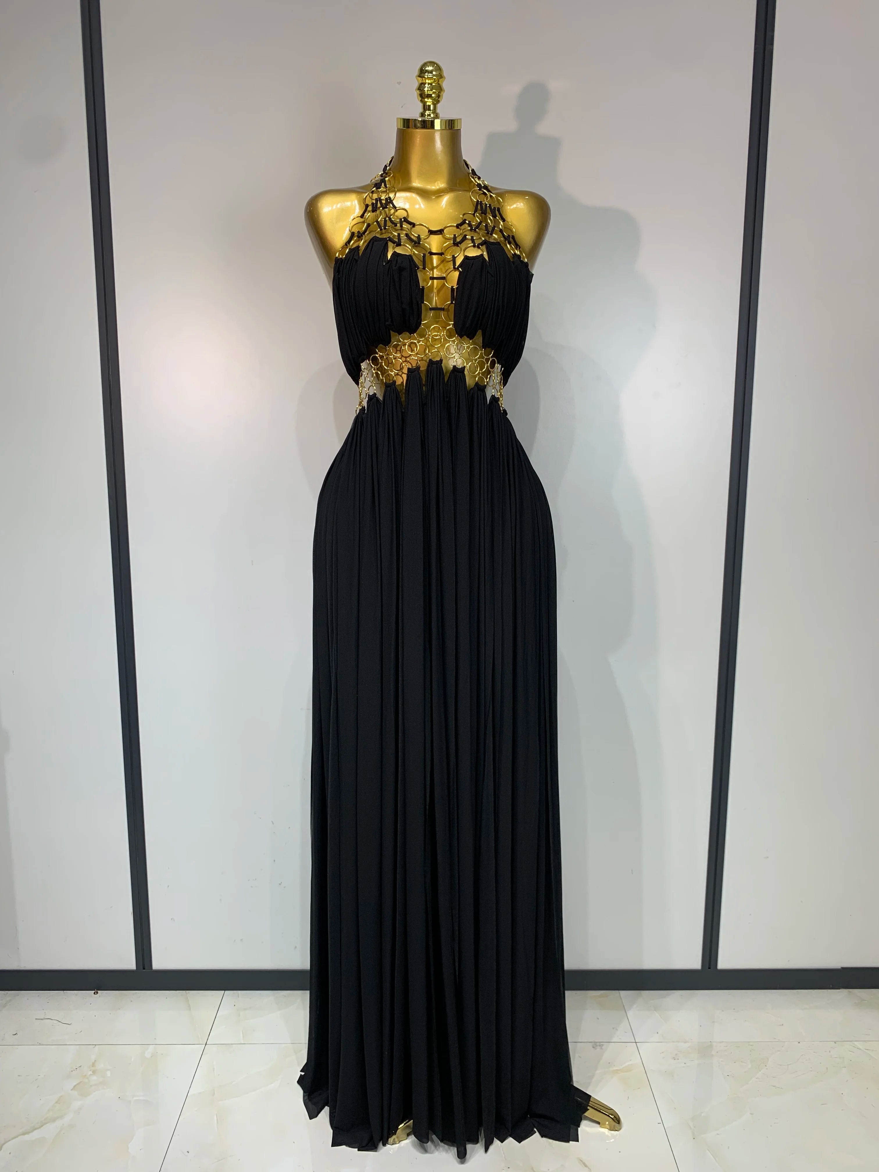 Women's Sexy Hollow Out Backless Halter Maxi Dress