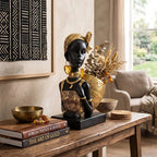 Resin African Tribal Statue and Tabletop Storage Tray