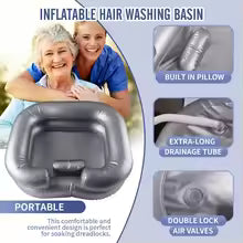 Inflatable Hair Wash Basin with Pillow for Bedridden Home Care