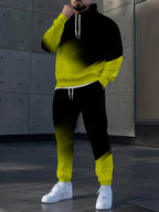 Men's Autumn Gradient 3D Print Hoodie and Sweatpants Tracksuit Set