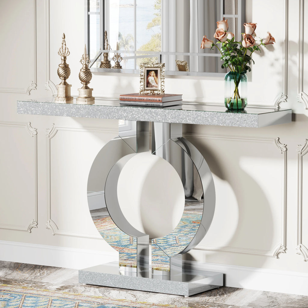 Modern Mirrored Console Table for Entryway and Living Room