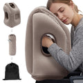 Inflatable Ergonomic Travel Neck Pillow with Storage Bag Grey