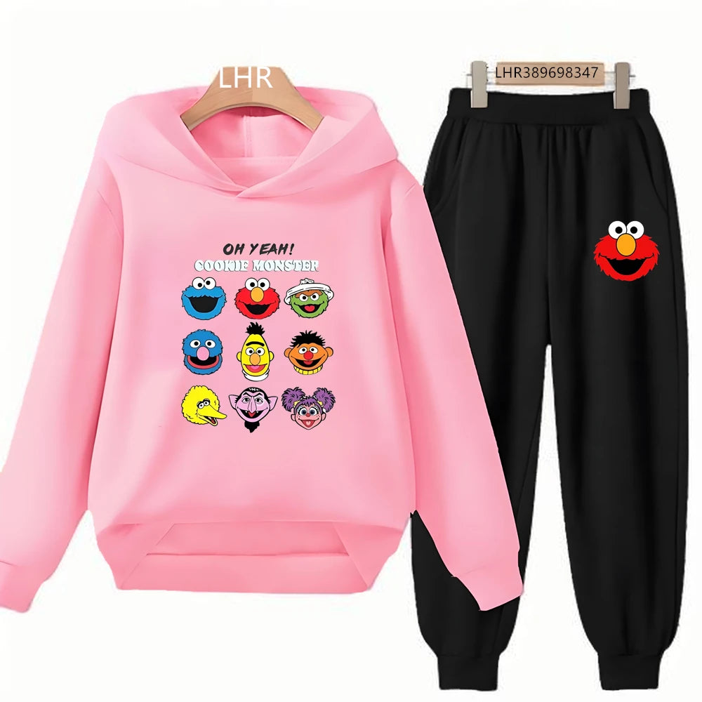 Kids' Printed Hooded Sweatshirt Pants Two-Piece Set