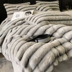 Thick Warm Faux Lambswool Blanket and Soft Cotton Quilt