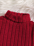 Girls' High-Neck Long-Sleeved Top Wide Leg Pants Two-Piece Set KJ1C4392A
