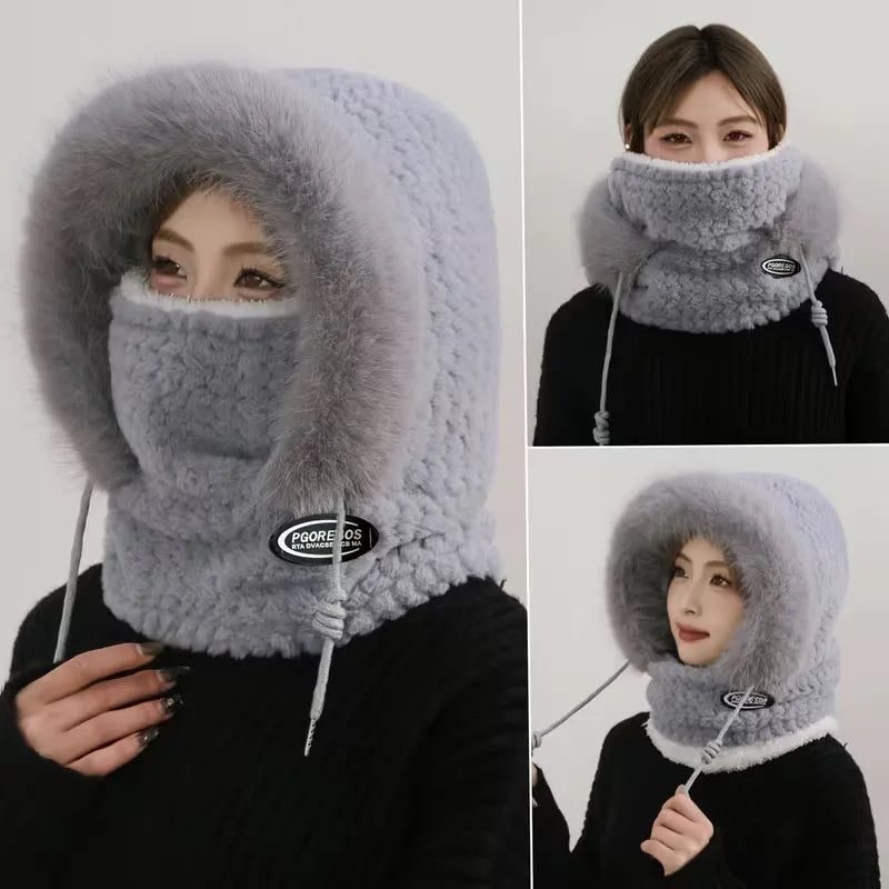 Women's Thermal Plush Hood Scarf & Mask Set