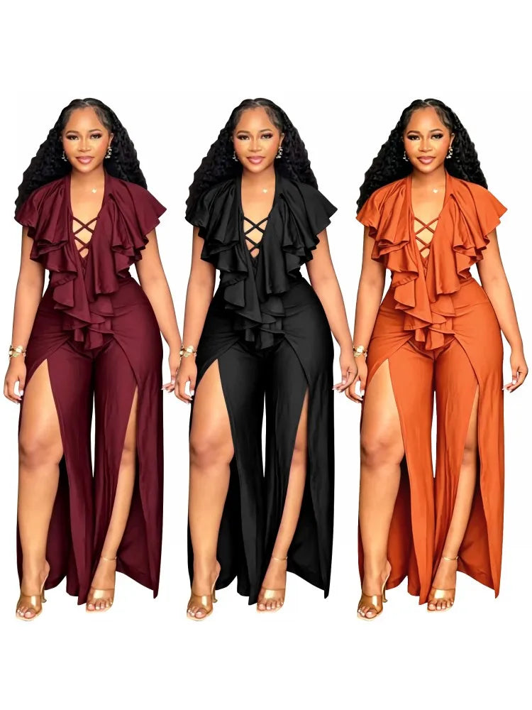 Women's Wide Leg Jumpsuit High Waist Casual Black